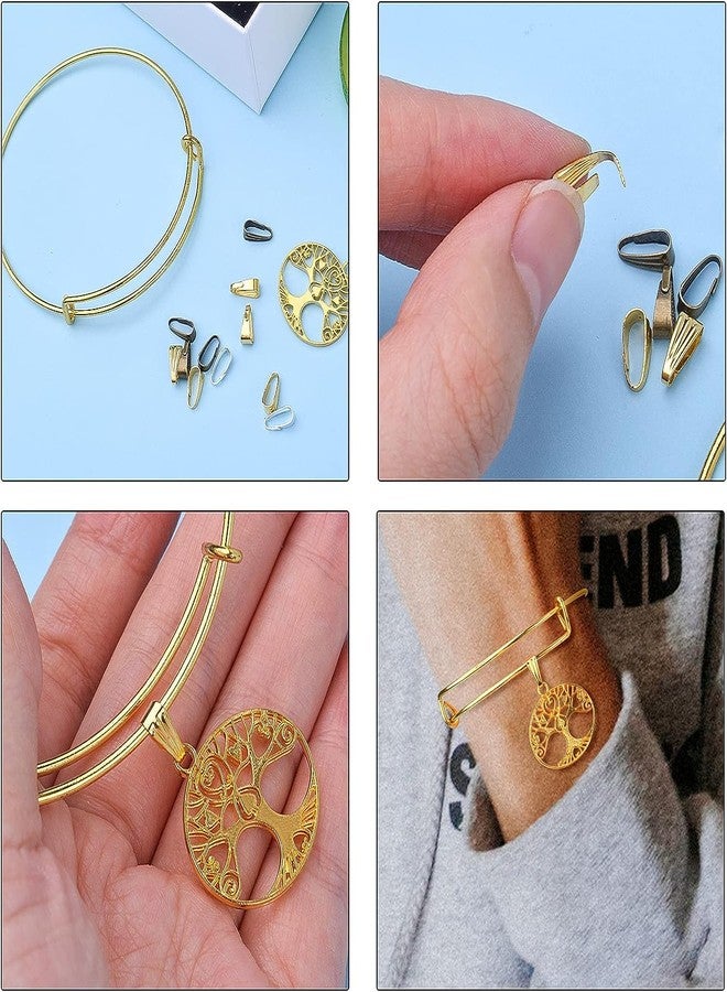 Excellentcrafts Metal Pinch Pendant Hooks for Necklace Jewellery Making (Small, Gold) - Image 4